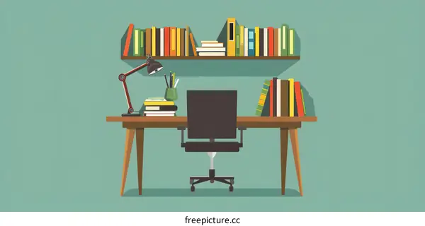 Modern Home Office Interior Design Illustration