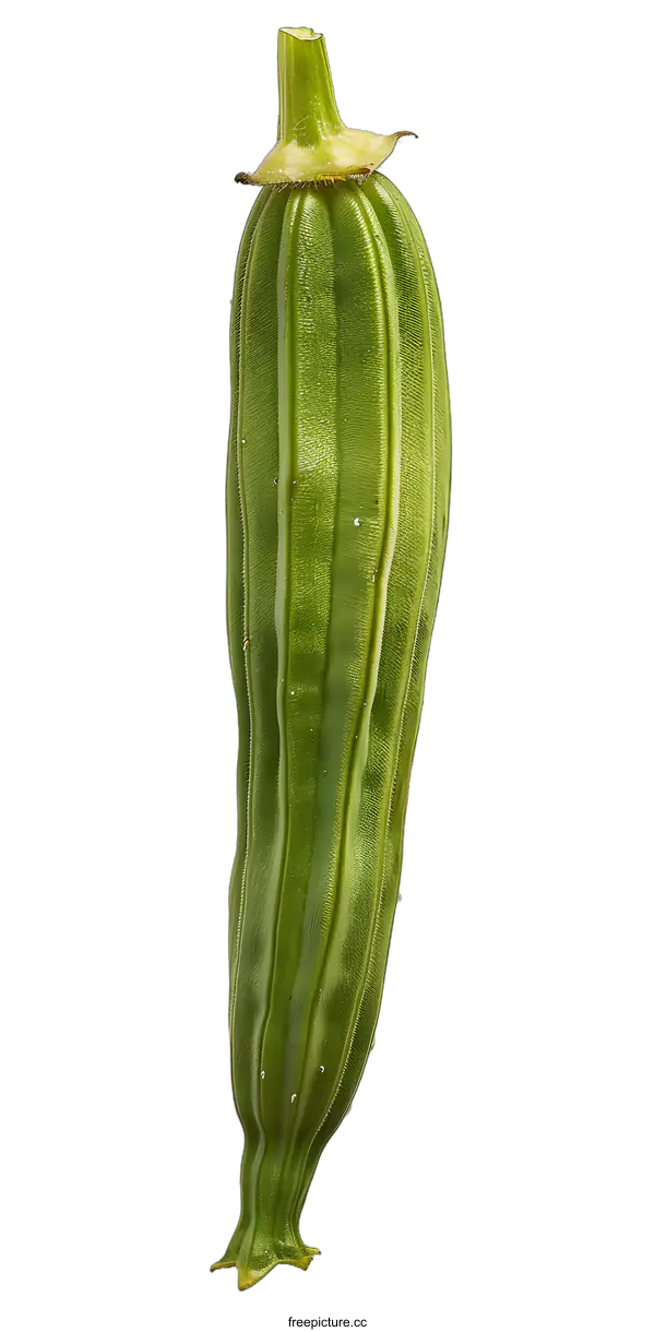 [Transparent Background PNG]Green Okra Pod Close Up