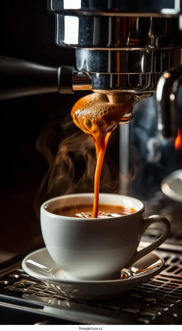 Barista making coffee with espresso machine