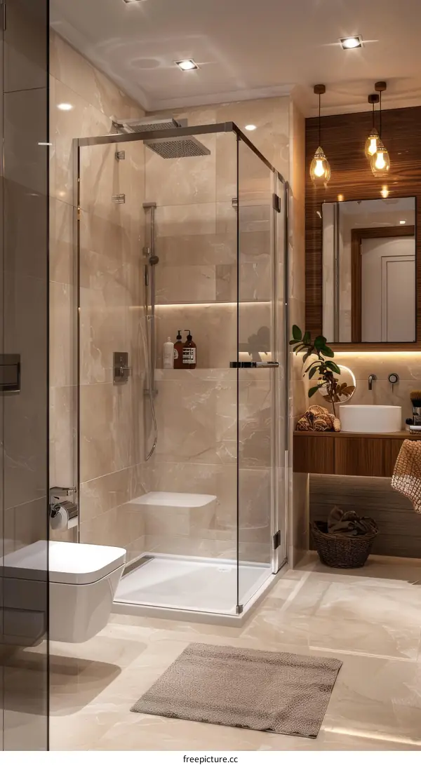 Modern Luxury Bathroom Design with Glass Shower