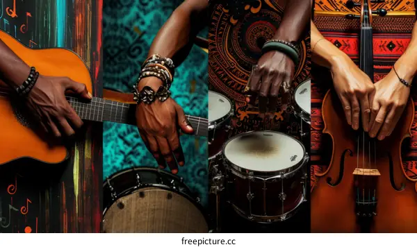 Black Musicians Playing Various Instruments