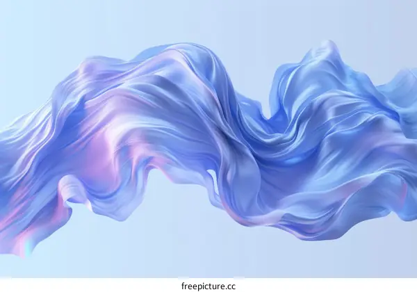 Blue Wavy Silk-like Abstract 3D Illustration