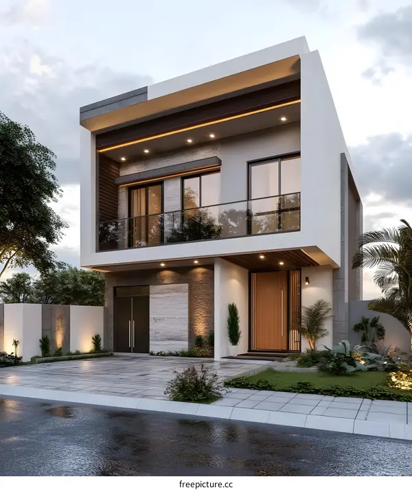 Modern Luxury House with Balcony and Garden