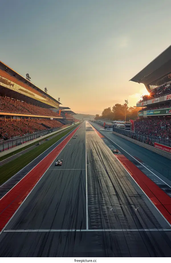 Formula 1 Race Cars Speeding Around Circuit de Barcelona-Catalunya