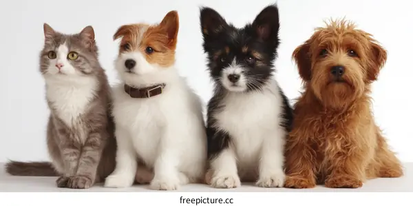 Adorable Puppies and a Cat