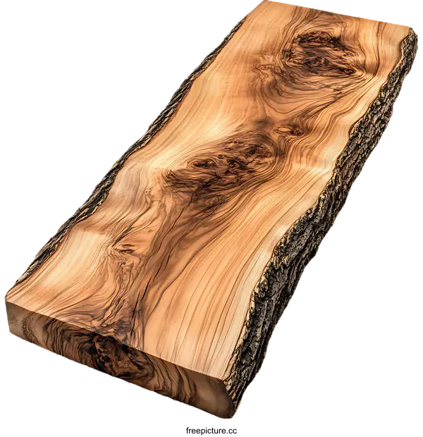 [Transparent Background PNG]Natural Olive Wood Slab Cutting Board