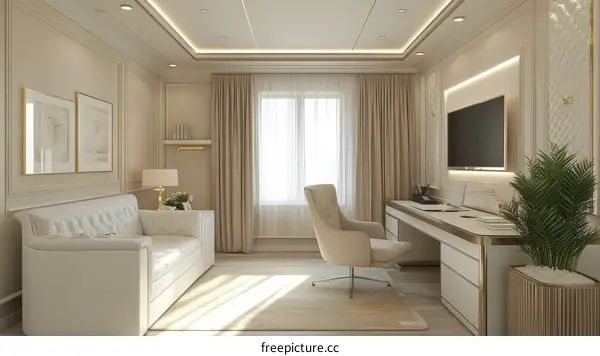 Luxury Home Office Interior Design Illustration