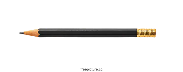 [Transparent Background PNG]Elegant Black Pencil with Gold Accents