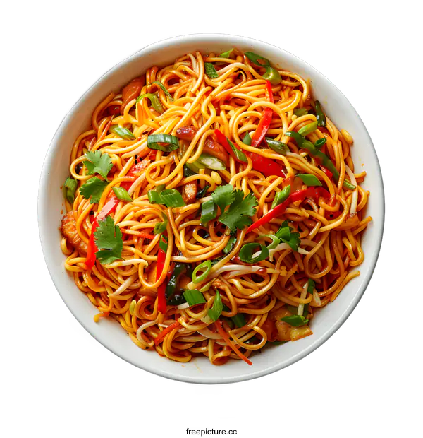 [Transparent Background PNG]Spicy Noodles with Chicken and Vegetables