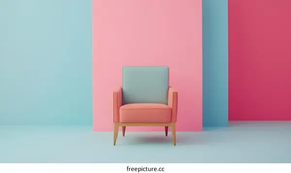 Minimalist Pink and Blue Chair
