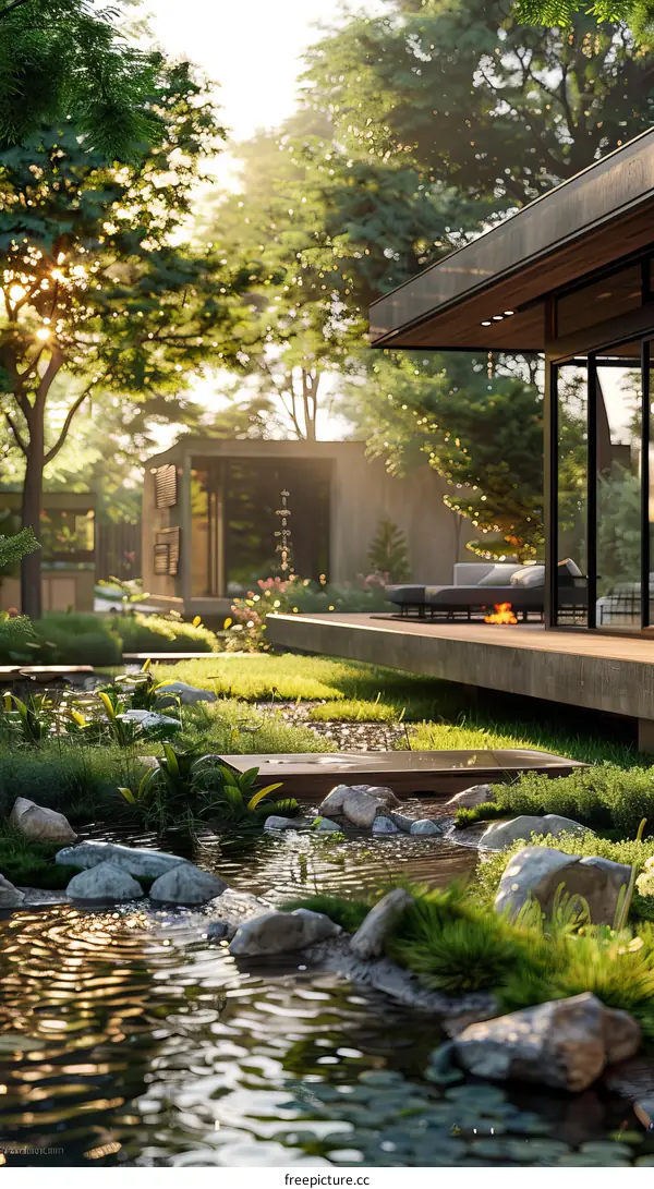 Peaceful Modern Home with Glass Wall Overlooking Forest