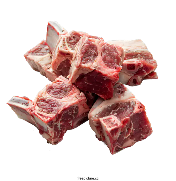 [Transparent Background PNG]Raw Lamb Chops on White Background