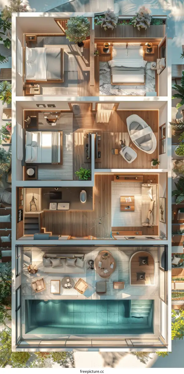 Modern Two-Story Duplex Apartment Floor Plan