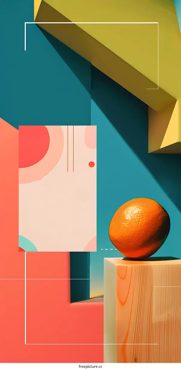 Abstract Geometric Shapes with Orange Fruit