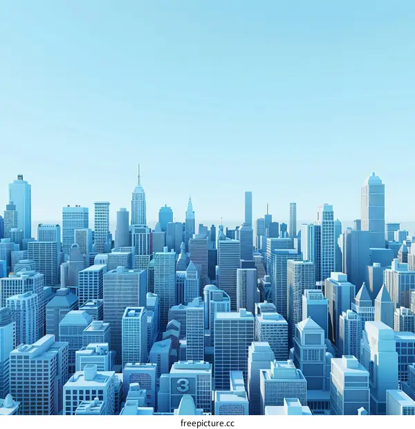 Impressive Skyline with Blue and White Buildings