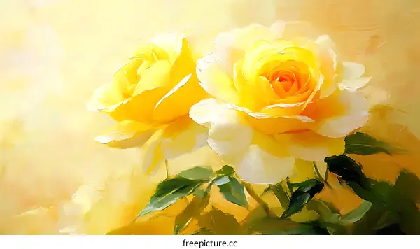 Two Yellow Roses in Artistic Style