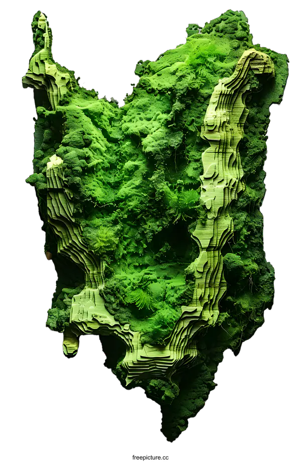 [Transparent Background PNG]Green Moss Covered Landscape Artwork
