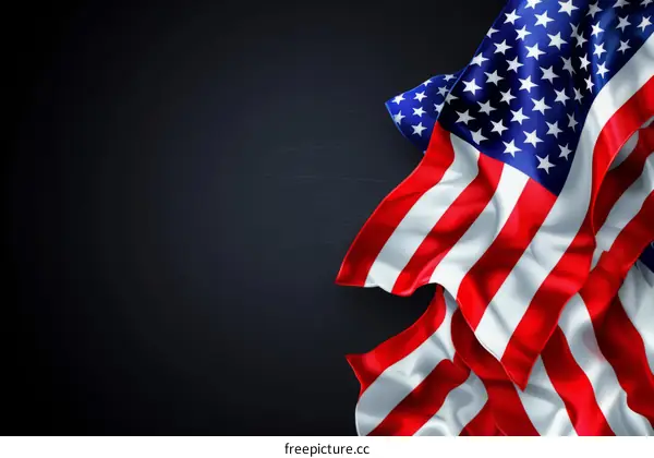 Waving American flag on chalkboard background