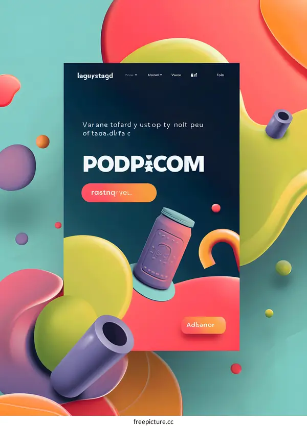 Abstract 3D Colorful Shapes Jar Digital Illustration