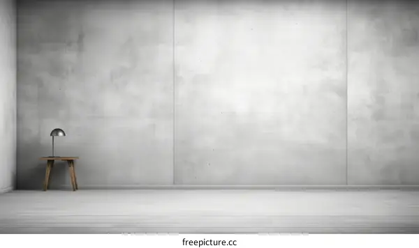 An empty room with a table and a lamp