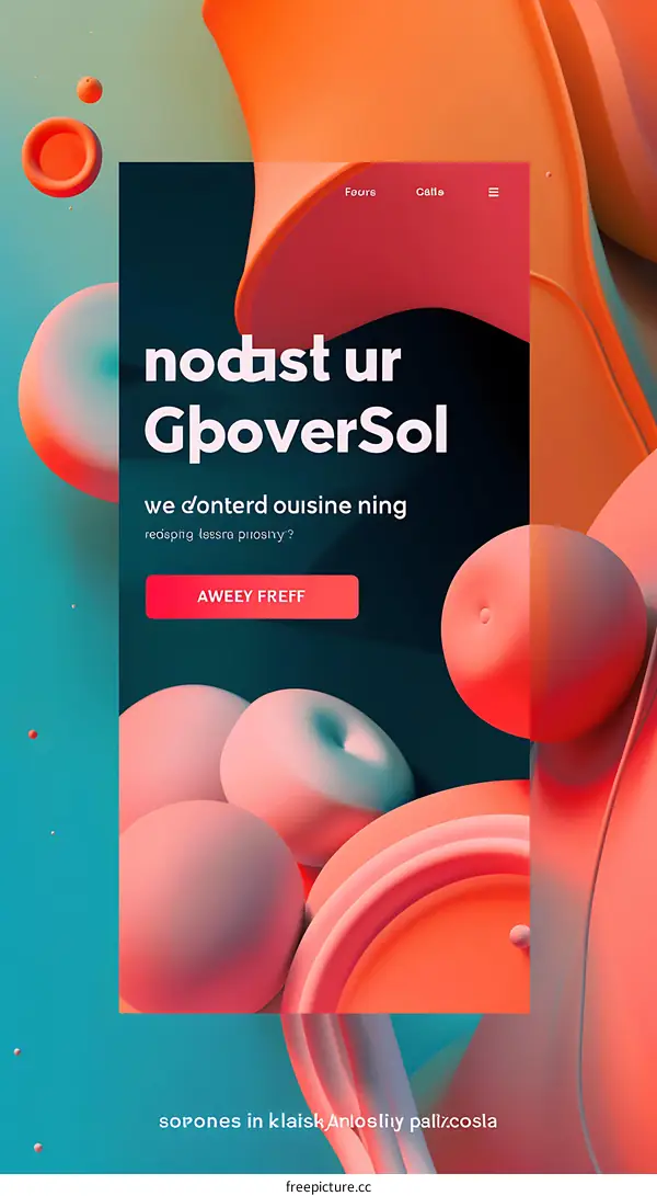 Abstract 3D Shape Design With Orange and Pink Color