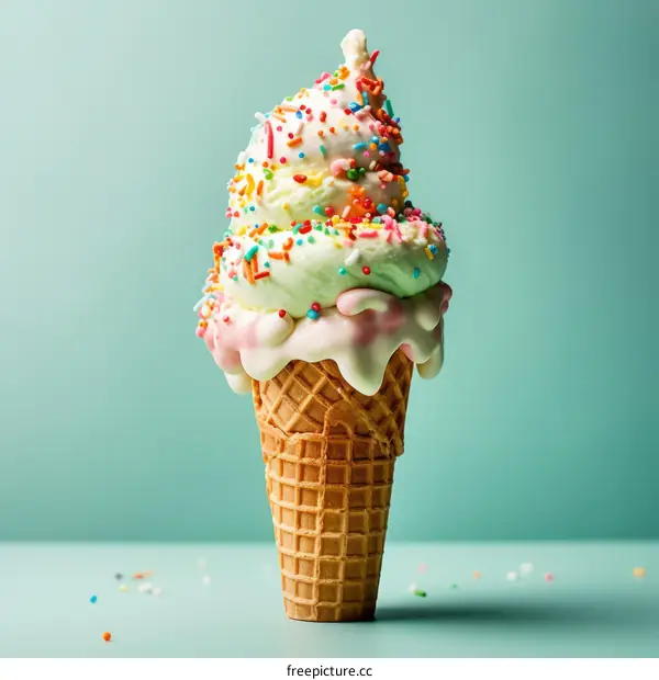 Scrumptious Ice Cream Cone with Rainbow Sprinkles