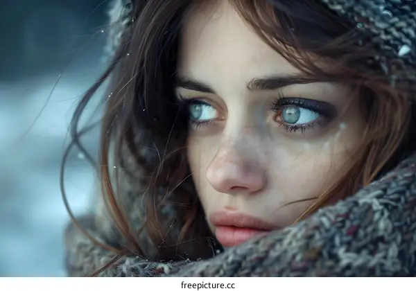 Portrait of a beautiful young woman with blue eyes
