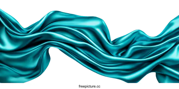[Transparent Background PNG]Teal Silk Fabric Flowing Drapery
