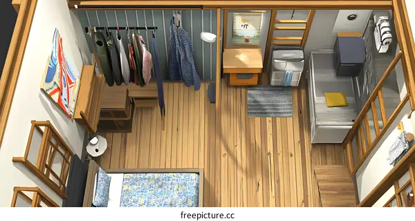 Top View of a Small Modern Bedroom Interior Design