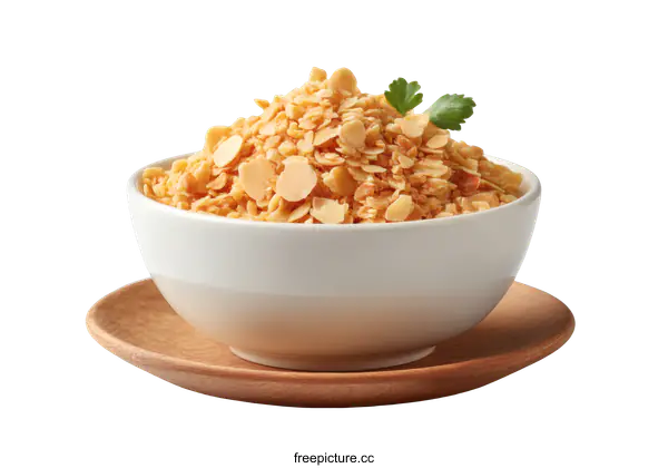 [Transparent Background PNG]Almond Flakes in a White Bowl