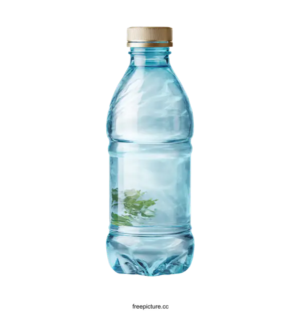 [Transparent Background PNG]Light Blue Plastic Water Bottle with Leaf Inside