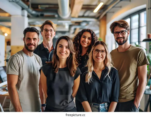 portrait of a group of young professionals smiling at the camera