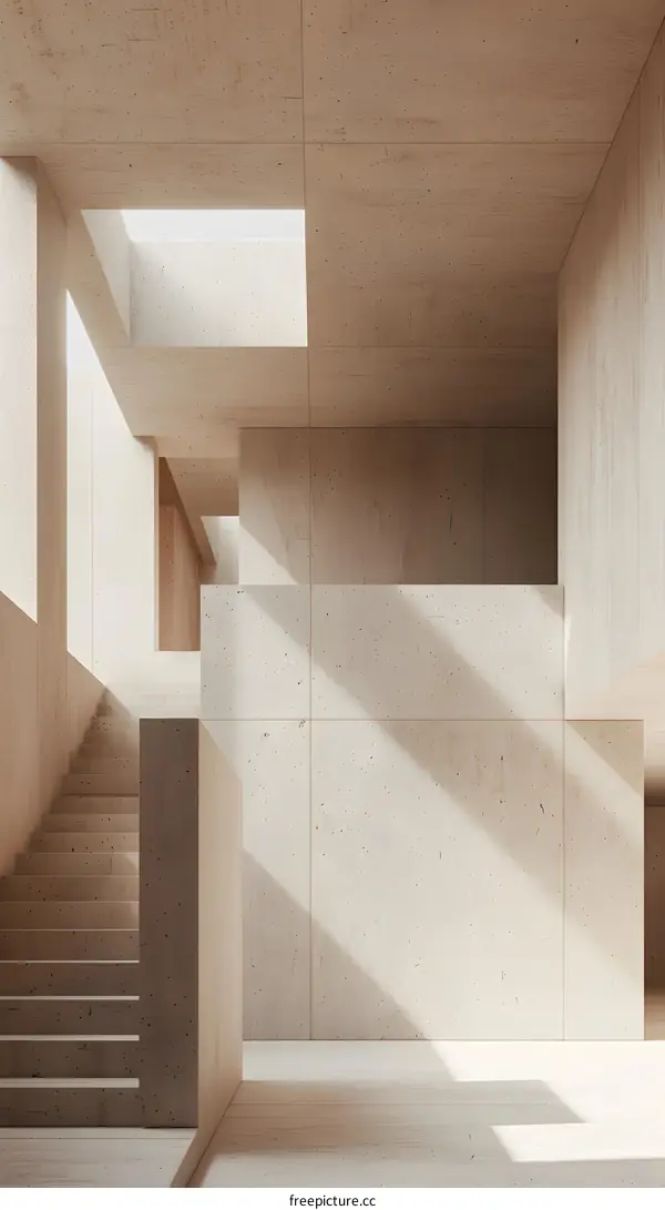 Minimalist Concrete Interior Architecture With Staircase