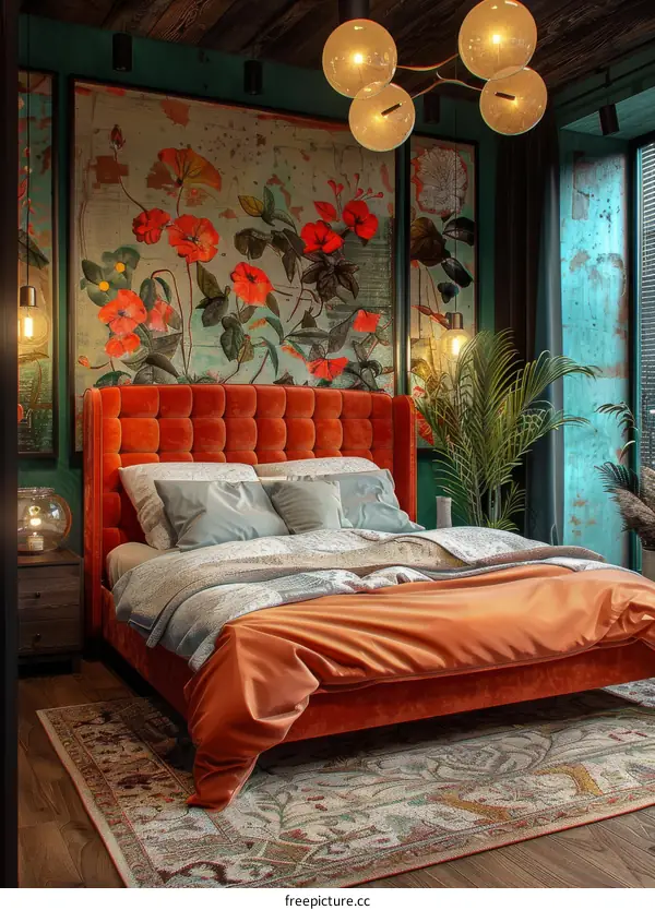 Floral Design Bedroom Interior Decor