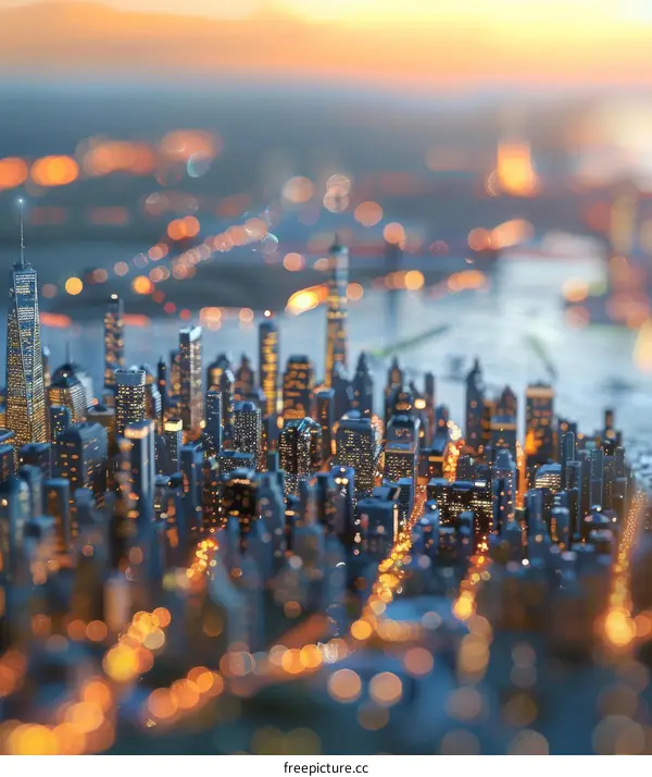 Night Cityscape of New York Citys Skyline