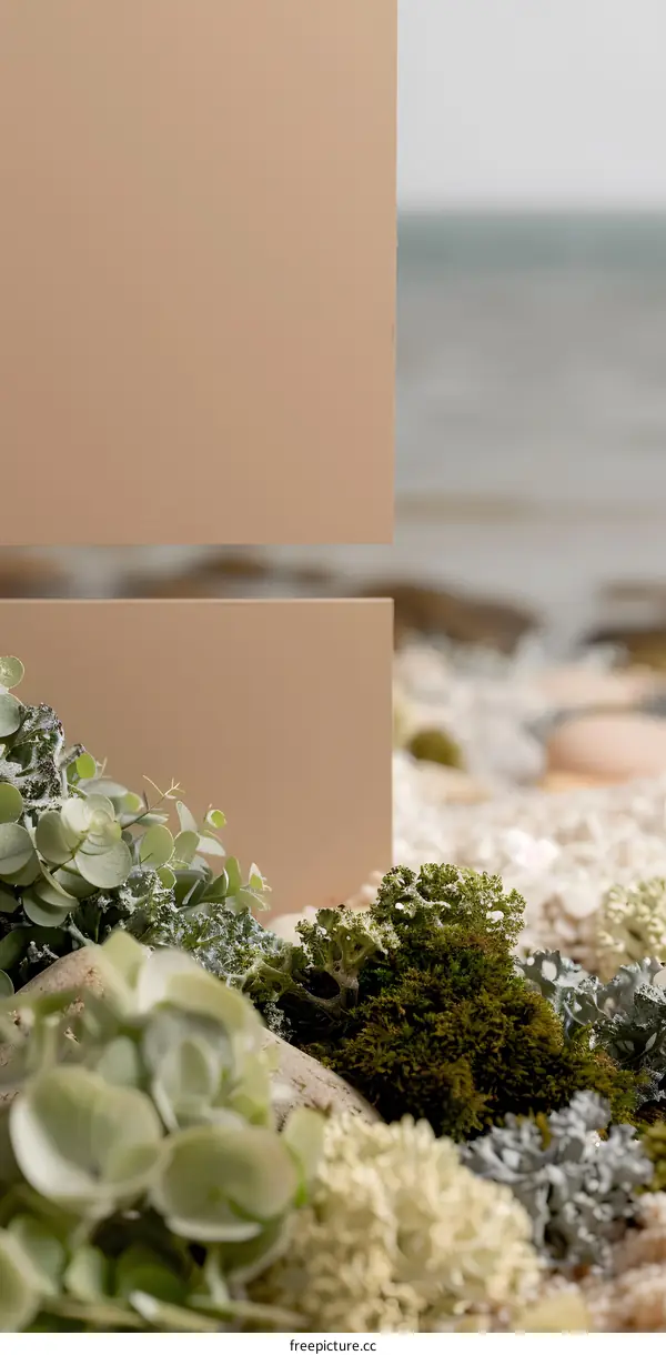 Minimalist Product Photography with Brown Background and Green Plants