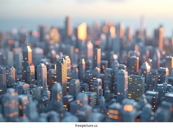 Digital Cityscape at Dawn