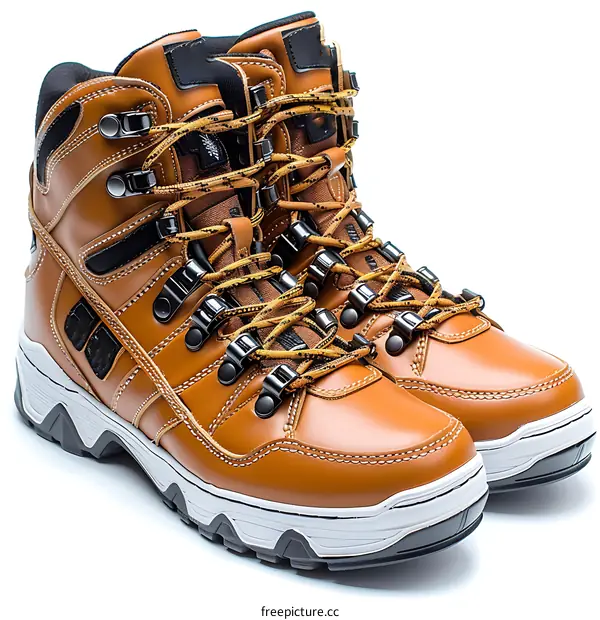 Pair Brown Leather Hiking Boots