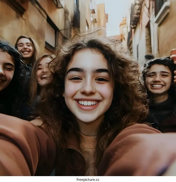 Group of Friends Taking Selfie in the City