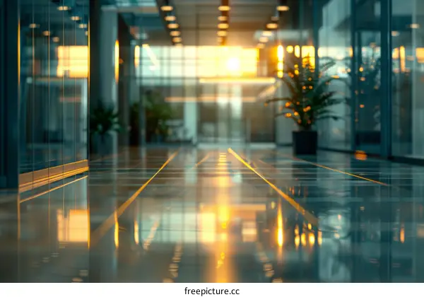 Modern Office Building Interior with Sunlight
