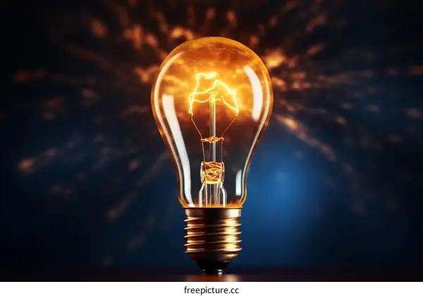 Glowing Light Bulb with Idea Sparks