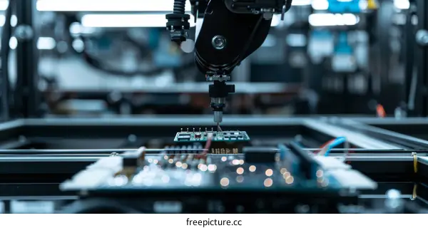 Robotic Arm Assembles Circuit Board with Electronic Components