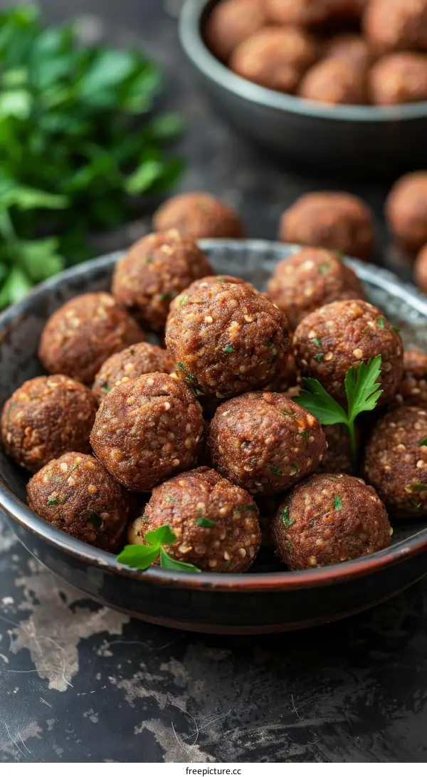Homemade vegan lentil balls with parsley