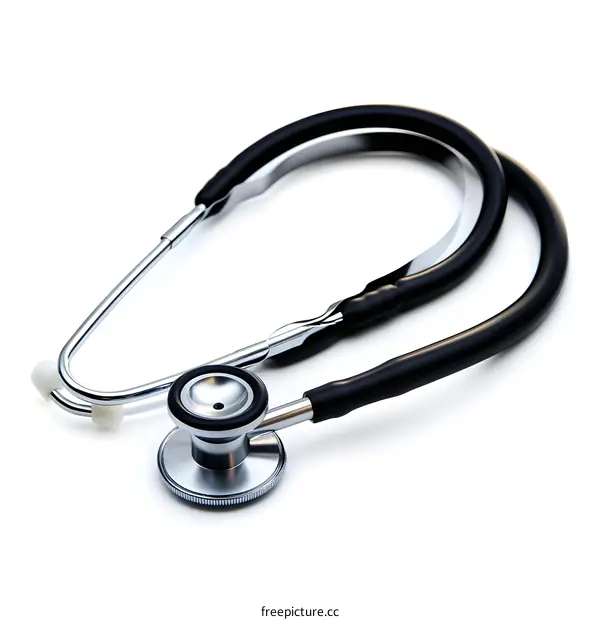Black and Silver Stethoscope on White Background