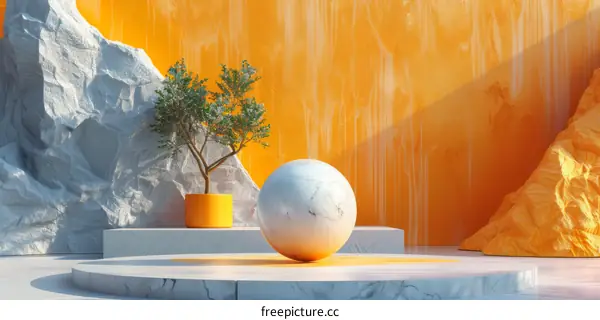 Modern Minimalist Geometric Orange and White Scene