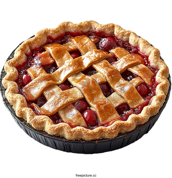 [Transparent Background PNG]Delicious Homemade Cherry Pie with Lattice Top