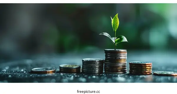 Money Tree Growing on a Stack of Coins