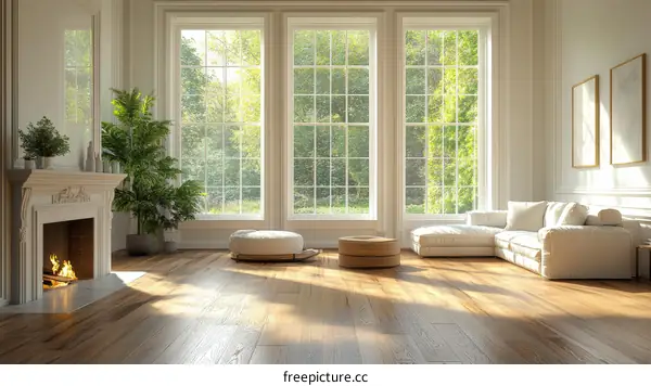 Elegant Living Room with Large Windows
