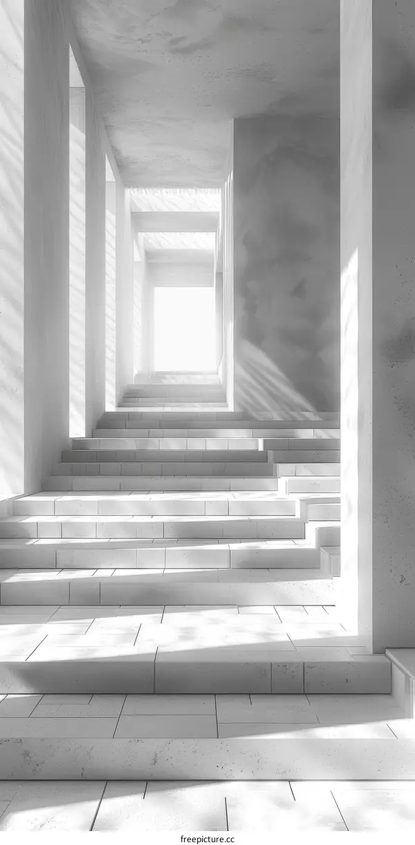 Modern Concrete Staircase with Sunlight