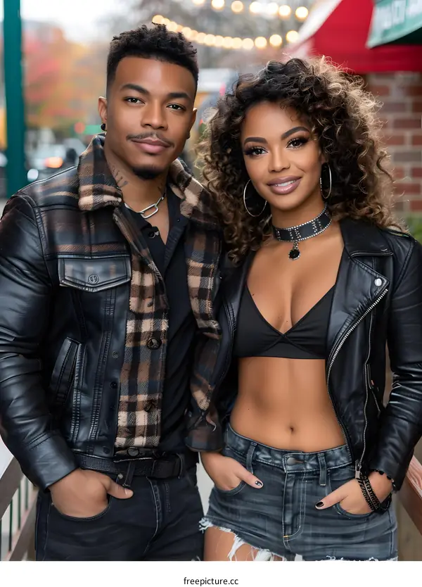 Couple Posing in Urban Setting